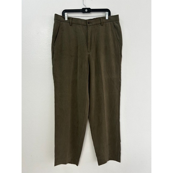 Tommy Bahama Chino‎ Pants Mens 36 Olive Green Silk Blend Straight Leg Pockets - Picture 2 of 11